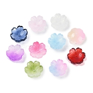 Transparent Spray Paint Glass Beads, Flower, Mixed Color, 14x14x5mm, Hole: 1.5mm(X-GLAA-H035-04)