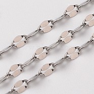 304 Stainless Steel Dapped Chains, Cable Chains, Soldered, Decorative Chain, with Flat Oval Connector, Stainless Steel Color, 4.2x2.2mm(CHS-L015-28)