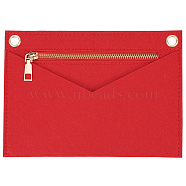 Felt Bags Organizer Insert, Mini Envelope Handbag Shaper Premium Felt, with Brass Grommets & Zipper, Red, 22x15.7x0.5cm, Hole: 10mm(FIND-WH0126-39LG-02)