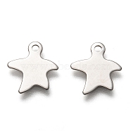 201 Stainless Steel Charms, Laser Cut, Starfish/Sea Star, Stainless Steel Color, 11x11x0.5mm, Hole: 1.4mm(STAS-B001-15P)
