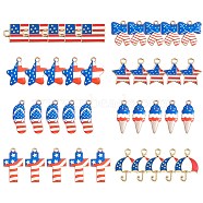40Pcs 8 Style Independence Day Rack Plating Alloy Enamel Pendants, Light Gold, Cadmium Free & Nickel Free & Lead Free, Star & Cross & Bowknot, Mixed Color, 15~23x8.5~16x1~2mm, Hole: 2mm, 5pcs/style(FIND-SZ0003-05)