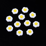 Opaque Resin Decoden Cabochons, Play Food, Imitation Food, Fried Egg, White, 6x6.5x2mm(X-CRES-S307-029)