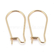 316 Surgical Stainless Steel Hoop Earring Findings, Kidney Ear Wires, Real 18k Gold Plated, 10 Gauge, 20x11x2.5mm, Pin: 0.7mm(X-STAS-A056-12G-C)