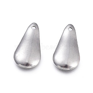 304 Stainless Steel Pendants, Laser Cut, Teardrop, Stainless Steel Color, 17x9x2mm, Hole: 1mm(STAS-L232-059P)