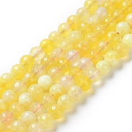 Natural Fire Crackle Agate Bead Strands, Round, Grade A, Faceted, Dyed & Heated, Yellow, 6mm, Hole: 1mm, about 61pcs/strand, 15 inch(G-K166-07F-6mm-07)