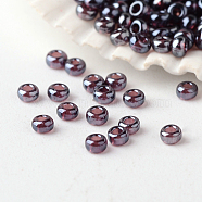 12/0 Grade A Round Glass Seed Beads, Transparent Colours Lustered, Purple, 2x1.5mm, Hole: 0.5mm, about 45000pcs/pound(SEED-A022-F12-527)