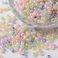 6/0 Ceylon Pearl Luster Plated Round Glass Seed Beads, Mixed Color, 3x4mm, Hole: 1mm, about 6500pcs/450g(SEED-K003-4mm-M08)
