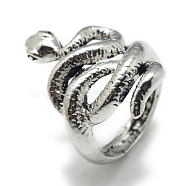 Alloy Finger Rings, Snake, Size 8, Antique Silver, 18mm(X-RJEW-S038-136)