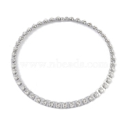 Brass Necklaces, with Rhinestone, Platinum, 14.17 inch(360mm)(NJEW-H028-01P)