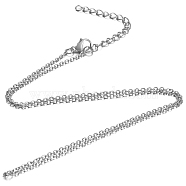 304 Stainless Steel Cable Chain Necklace, with Lobster Claw Clasps, Stainless Steel Color, 15.9 inch(40.5cm), 1.6mm(STAS-T040-PJ204-40)