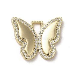 Brass Micro Pave Cubic Zirconia Pendants, Real 18K Gold Plated, Butterfly, 17.5x20x3mm, Hole: 2.5x4.5mm(KK-E092-33G-04)
