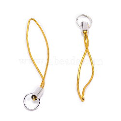 Polyester Cord Mobile Straps, with Platinum Plated Iron Findings, Gold, 5.6cm(MOBA-WH0006-08)