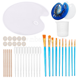 Gorgecraft DIY Palette Drawing Board Making Kits, with Silicone Molds, Art Brushes, Silicone 100ml Measuring Cup, Plastic Transfer Pipettes, Birch Wooden Craft Ice Cream Sticks, Latex Finger Cots, White, 299x215x8mm, Hole: 20.5x30mm, 1pc(DIY-GF0002-62)