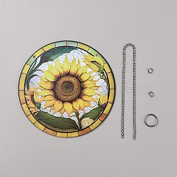 Acrylic Hanging Ornaments Sets, with Iron Chain and Jump Rings, Sunflower, Yellow, 150x2mm(FIND-WH20019-19C)