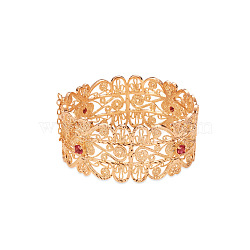 TINYSAND Brass Bangle, with Cubic Zirconia, Heart, Golden, 61.7mm(TS-B206-G)