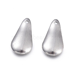 Non-Tarnish 304 Stainless Steel Pendants, Laser Cut, Teardrop, Stainless Steel Color, 17x9x2mm, Hole: 1mm(STAS-L232-059P)