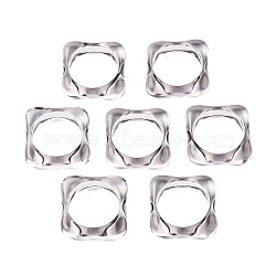 Transparent Acrylic Finger Rings, Square, Light Grey, US Size 7 1/2(17.7mm)(RJEW-T010-03A)