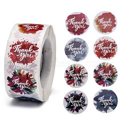 DIY Scrapbook, 1 Inch Thank You Stickers, Decorative Adhesive Tapes, Flat Round with Word Thank You, Colorful, 25mm, about 500pcs/roll(DIY-L028-A02)