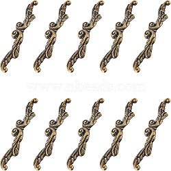 Zinc Alloy Box Handles, with Iron Screws, For Jewelry Box Decoration, Lead Free & Cadmium Free, Antique Bronze, 14.5x85x4mm, Hole: 1.6mm, Screws: 2.3x10mm, 20sets/box(PALLOY-FH0001-45AB-RS)