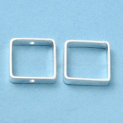 Brass Bead Frame, Cadmium Free & Lead Free, Square, 925 Sterling Silver Plated, 12x12x2.5mm, Hole: 1mm(KK-M250-25S)