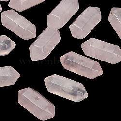 Natural Rose Quartz Beads, Faceted, Hexagonal Double Terminated Point Bullet Beads, 21~23x8.5~9x9.5~10mm, Hole: 1~1.4mm(GG-CBAC435-05)