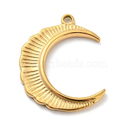 304 Stainless Steel Pendants, Moon Charm, Golden, 23x18x1.5mm, Hole: 1.6mm(STAS-C082-02G)
