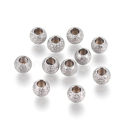 304 Stainless Steel Textured Spacer Beads, Round, Stainless Steel Color, 3x2mm, Hole: 1.5mm(X-STAS-P108-04P-A)