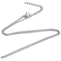 304 Stainless Steel Cable Chain Necklace, with Lobster Claw Clasps, Stainless Steel Color, 15.9 inch(40.5cm), 1.6mm(STAS-T040-PJ204-40)