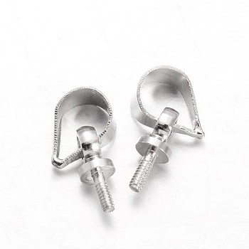 Brass Peg Bails Pendants, For Half Drilled Beads, Platinum, 11x4.5x3mm, Hole: 4x3.5mm, Pin: 1mm