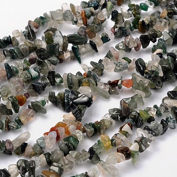 Natural Indian Agate Beads Strands, Chips, 5~8mm, Hole: 0.3mm, 33 inch
