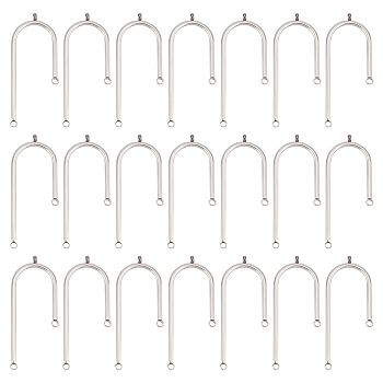 30Pcs 304 Stainless Steel Asymmetric Length Chandelier Component Links, 3 Loop Connectors, Arch, Stainless Steel Color, 39.5x14x1.5mm, Hole: 1.5mm