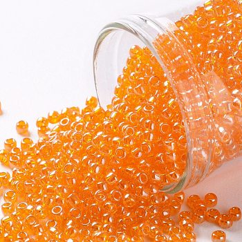 TOHO Round Seed Beads, Japanese Seed Beads, (111B) Hyacinth Orange Transparent Luster, 11/0, 2.2mm, Hole: 0.8mm, about 50000pcs/pound
