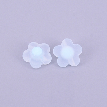 Transparent Acrylic Beads, Frosted, DIY Accessories, Clear, Flower, Alice Blue, 16.5x17x9.5mm, Hole: 2.5mm