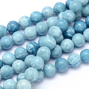 Natural Gemstone Beads Strands, Imitation Larimar, Dyed, Round, 8mm, Hole: 1mm, about 47pcs/strand, 15 inch