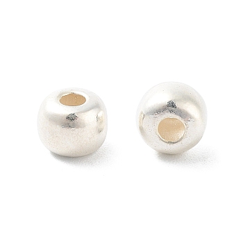 925 Sterling Silver Beads, Barrel, Silver, 5x4mm, Hole: 1.6mm