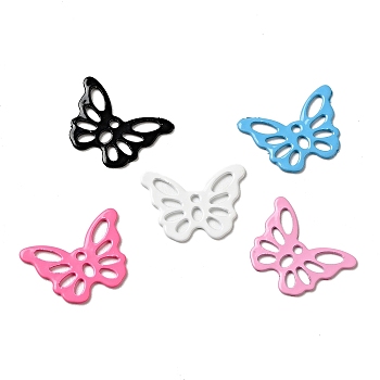 Spray Painted 201 Stainless Steel Pendants, Butterfly Charms, Mixed Color, 15x10.5x0.5mm, Hole: 1.2mm