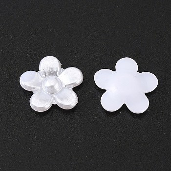 ABS Plastic Imitation Pearl Cabochons, Flower, White, 11x11x2.5mm