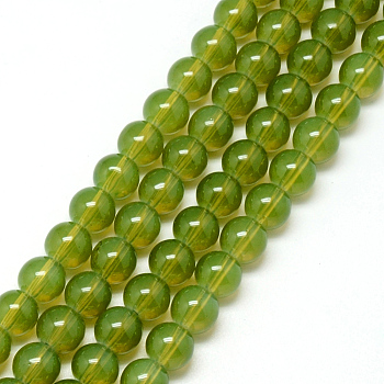 Baking Painted Glass Beads Strands, Imitation Opalite, Round, Olive Drab, 6mm, Hole: 1.3~1.6mm, about 133pcs/strand, 31.4 inch