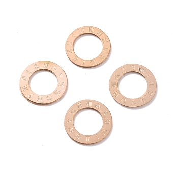 Ion Plating(IP) 304 Stainless Steel Linking Rings, Ring with Roman Numerals 1~12, Rose Gold, 12x0.5mm, Hole: 7mm