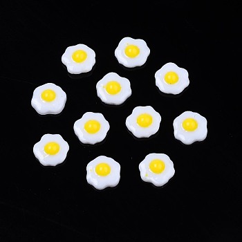 Opaque Resin Decoden Cabochons, Play Food, Imitation Food, Fried Egg, White, 6x6.5x2mm