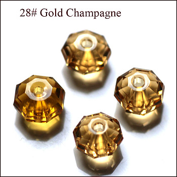Imitation Austrian Crystal Beads, Grade AAA, Faceted, Octagon, Gold, 6x4mm, Hole: 0.7~0.9mm