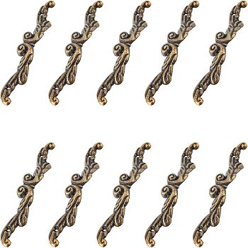 Zinc Alloy Box Handles, with Iron Screws, For Jewelry Box Decoration, Lead Free & Cadmium Free, Antique Bronze, 14.5x85x4mm, Hole: 1.6mm, Screws: 2.3x10mm, 20sets/box