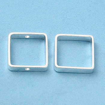 Brass Bead Frame, Cadmium Free & Lead Free, Square, 925 Sterling Silver Plated, 12x12x2.5mm, Hole: 1mm