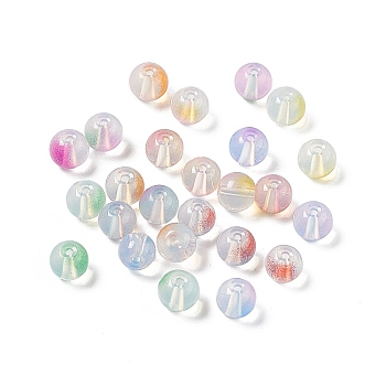 Transparent Baking Painted Glass Beads, Imitation Opalite, Round, Mixed Color, 8x7mm, Hole: 1.5mm, about 1600pcs/1000g