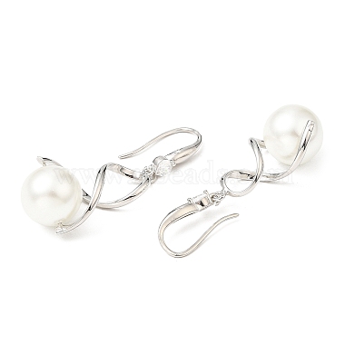 Plastic Pearl Infinity Dangle Earrings with Cubic Zirconia(EJEW-Q770-03P)-2