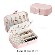 Imitation Leather Jewelry Storage Bag with Snap Fastener, for Bracelet, Necklace, Earrings, Rectangle, Pink, 16.5x11.5x5cm(PW-WG85020-02)
