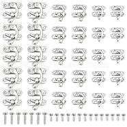 3 Styles Iron Latch Hook Hasp Horn Lock with Screws, Platinum, 23~37x8.5~42x7~8mm(FIND-OC0003-42P)