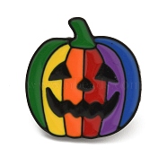 Halloween Theme Enamel Pins, Black Alloy Badge for Backpack Clothes, Pumpkin, 22.5x21.5mm(JEWB-F032-03)