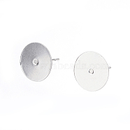 304 Stainless Steel Stud Earring Findings, Stainless Steel Color, 12x12mm, Pin: 0.8mm(A-STAS-D448-088P-12mm)
