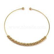 Vacuum Plating 202 Stainless Steel Rondelle Beaded Choker Necklaces, Rigid Necklaces for Women, Golden, Inner Diameter: 5.43 inch(13.8cm)(NJEW-H011-03G)